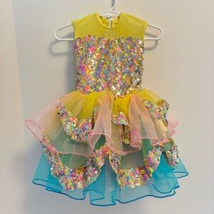 Revolution The Sweetest Thing Sequin Organdy Pink Yellow Blue Dance Costume XSC